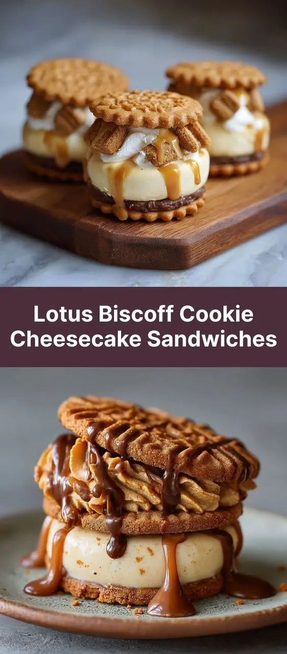 Lotus Biscoff Cookie Cheesecake Sandwiches