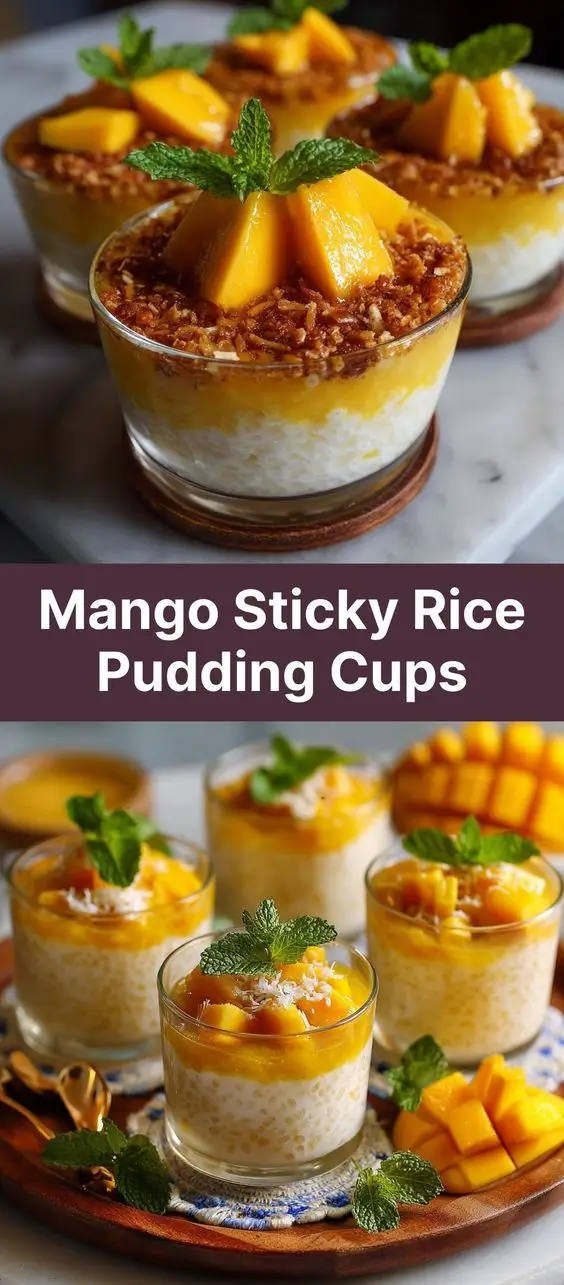 Mango Sticky Rice Pudding Cups
