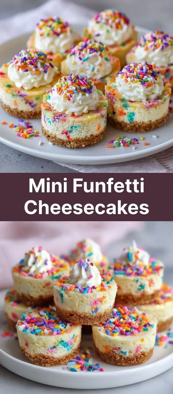 Mini Funfetti Cheesecakes
