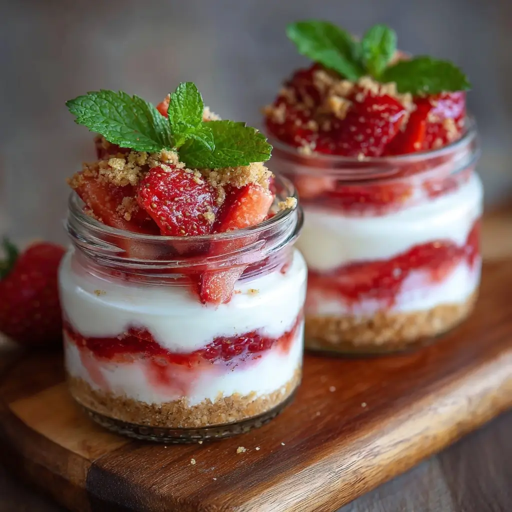 No-Bake Strawberry Cheesecake Jars