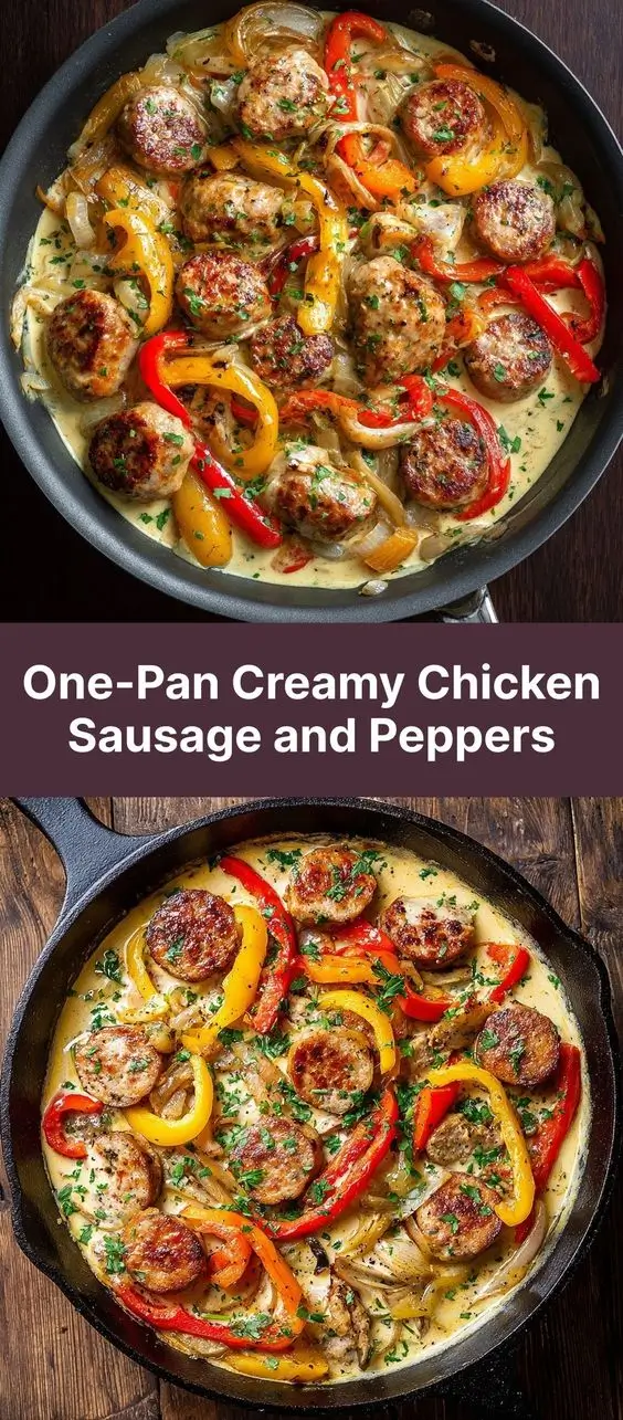 One-Pan Creamy Chicken Sausage and Peppers