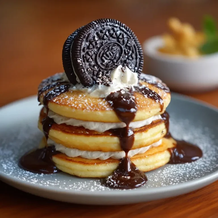 Oreo Pancakes with Cream Filling