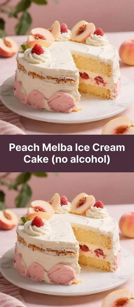 Peach Melba Ice Cream Cake (no alcohol)