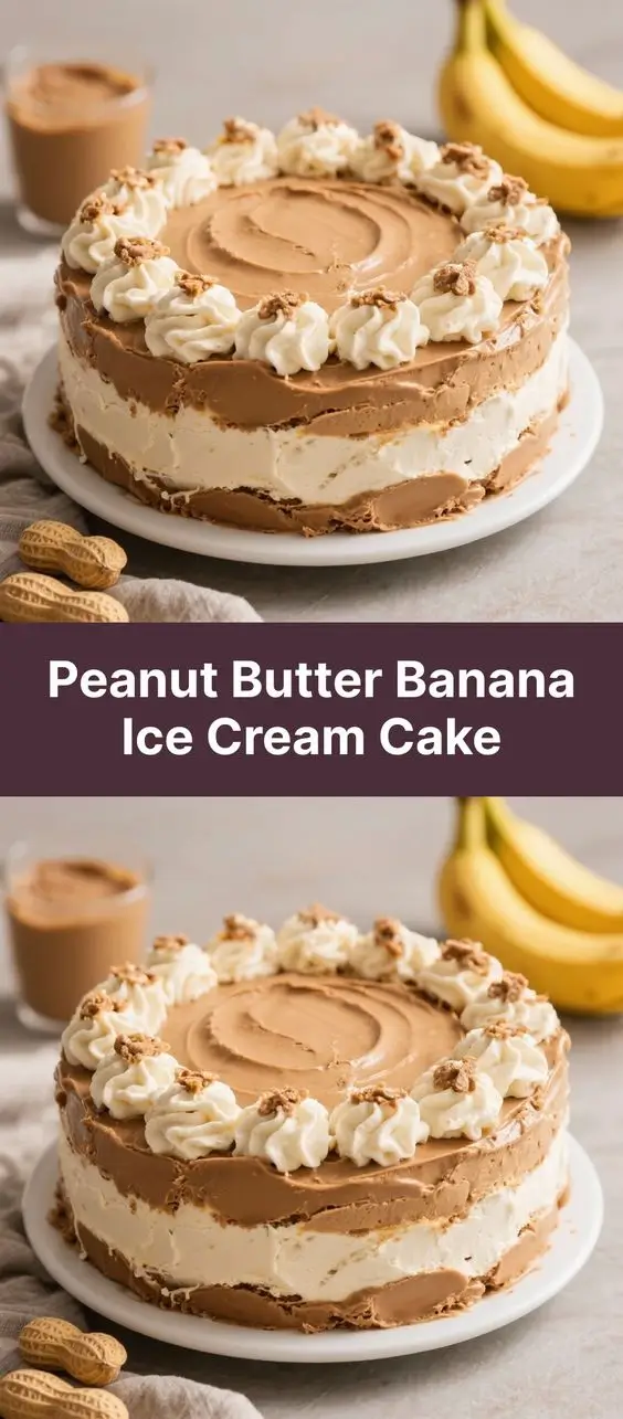 Peanut Butter Banana Ice Cream Cake