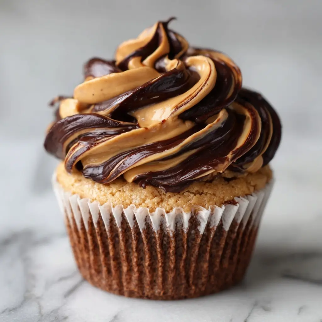 Peanut Butter Chocolate Swirl Cupcakes