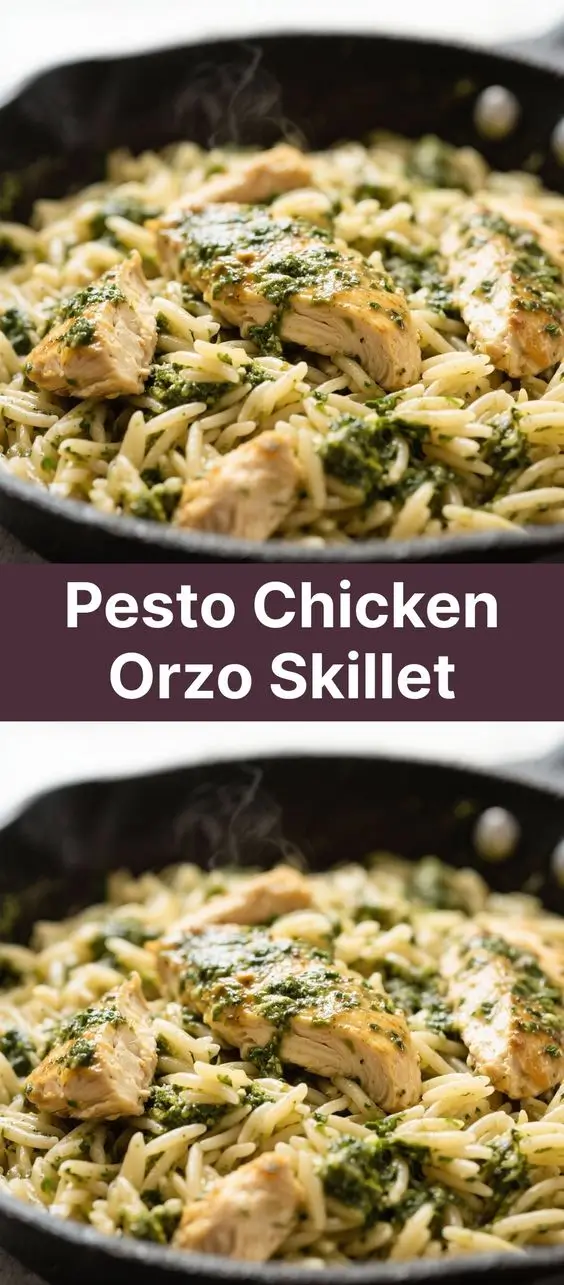 Pesto Chicken Orzo Skillet