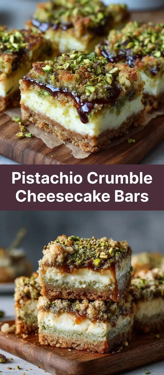 Pistachio Crumble Cheesecake Bars