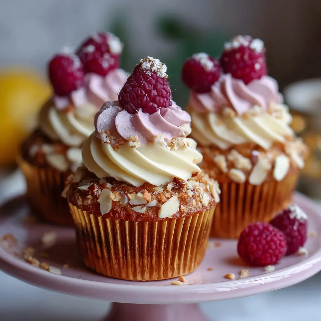 Raspberry Almond Tea Cupcakes