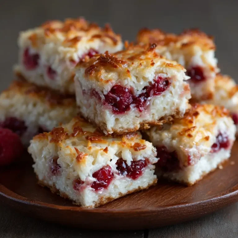 Raspberry Coconut Macaroon Bars