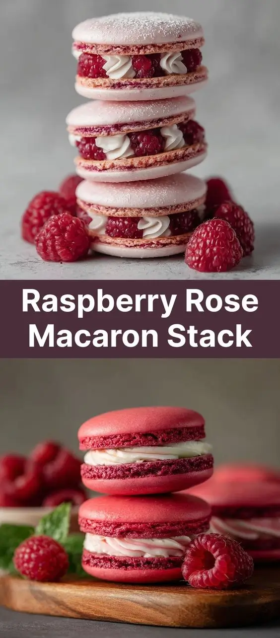 Raspberry Rose Macaron Stack