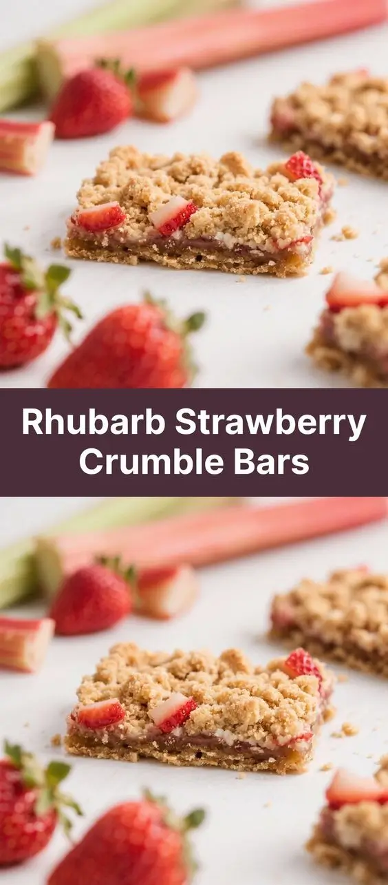 Rhubarb Strawberry Crumble Bars