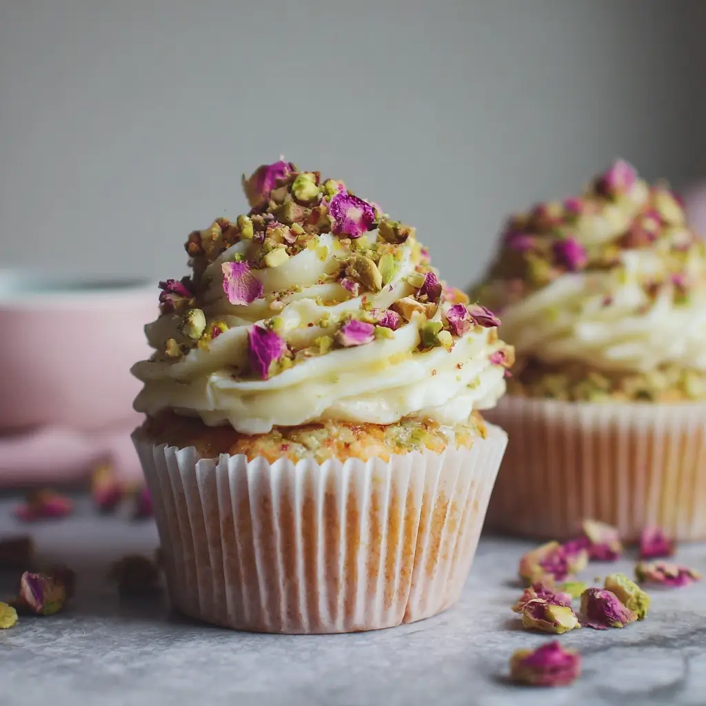 Rosewater Pistachio Cupcakes