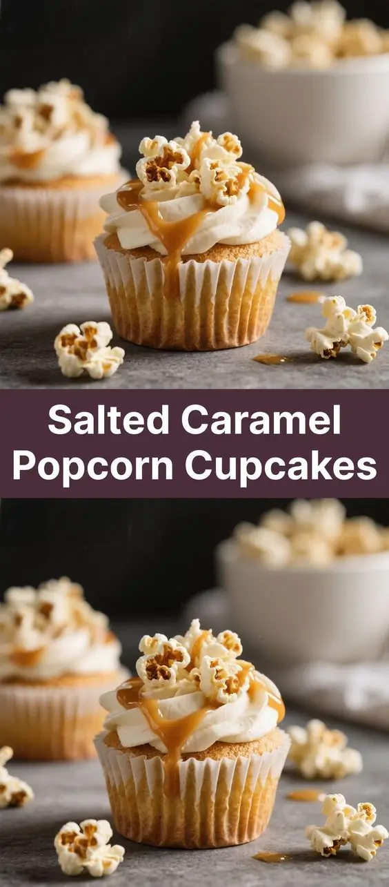 Salted Caramel Popcorn Cupcakes