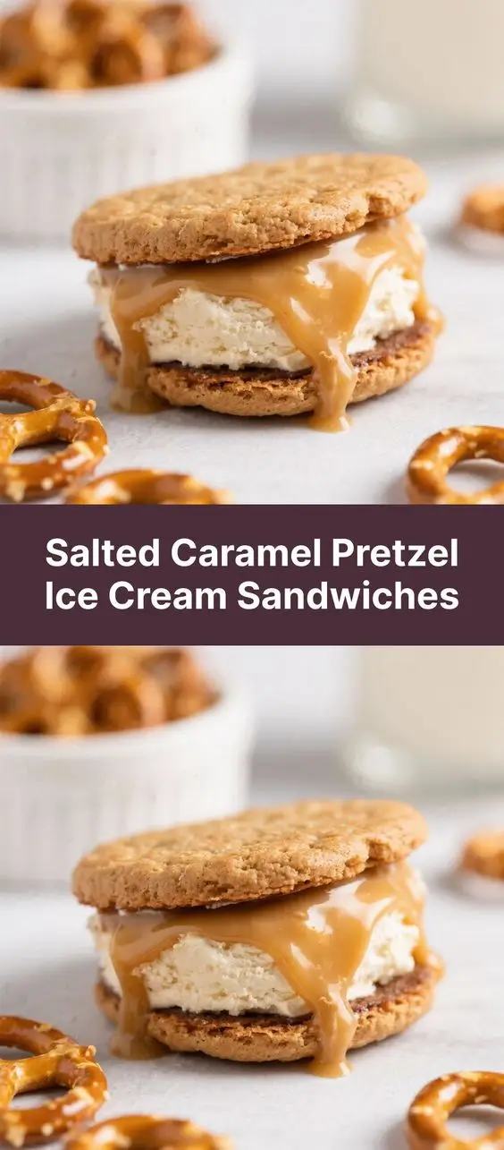 Salted Caramel Pretzel Ice Cream Sandwiches