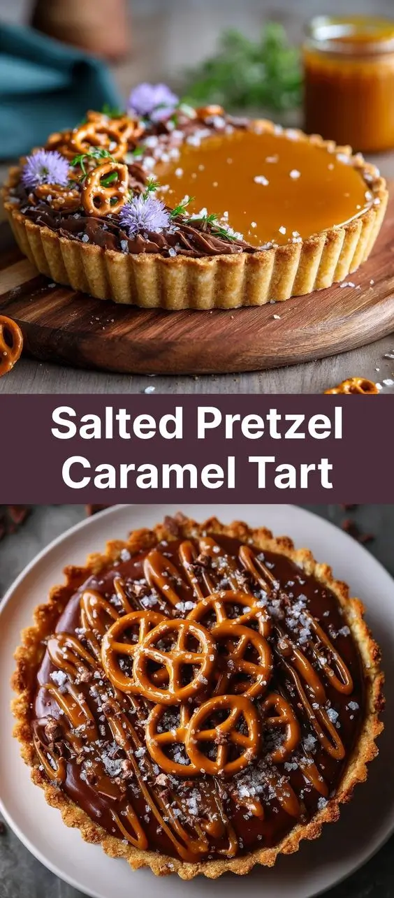 Salted Pretzel Caramel Tart