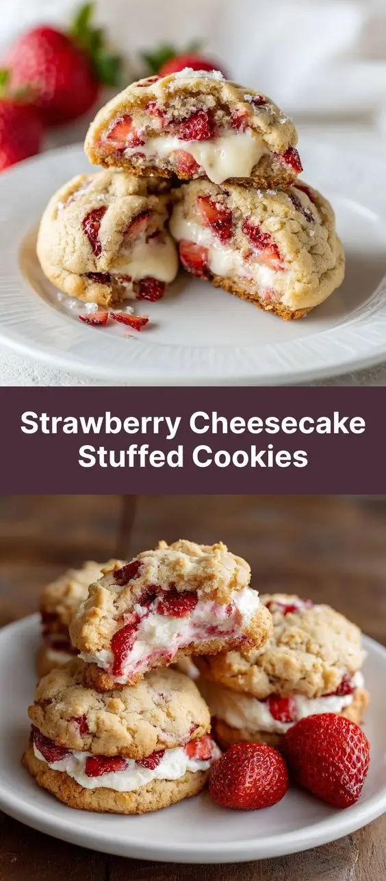 Strawberry Cheesecake Stuffed Cookies