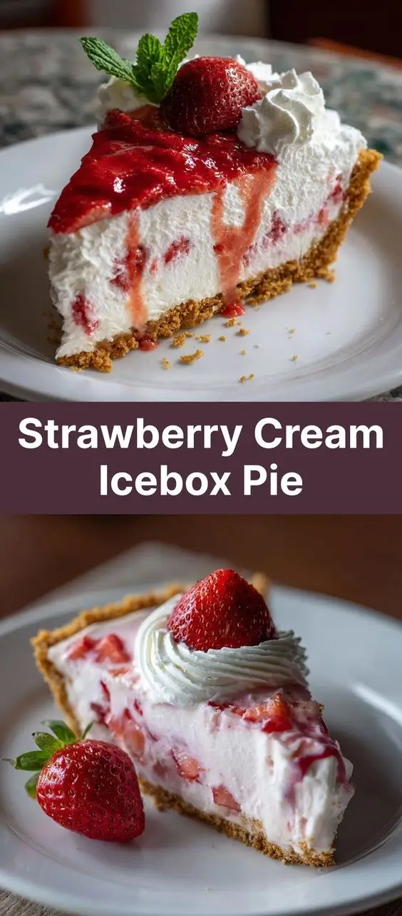 Strawberry Cream Icebox Pie