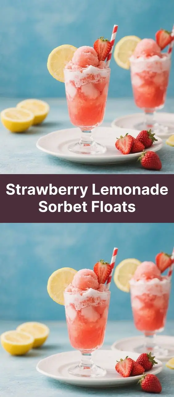 Strawberry Lemonade Sorbet Floats