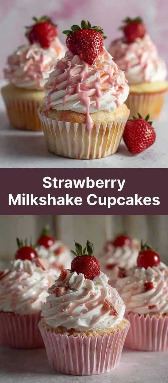 Strawberry Milkshake Cupcakes