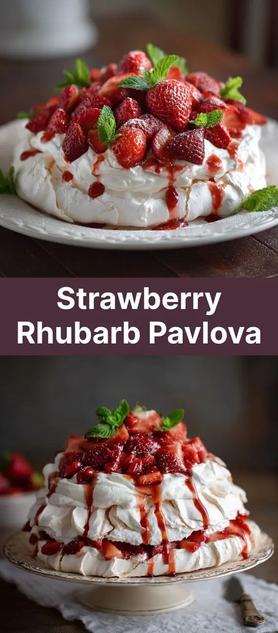 Strawberry Rhubarb Pavlova