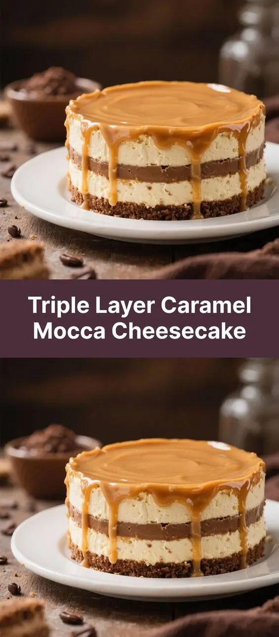 Triple Layer Caramel Mocca Cheesecake