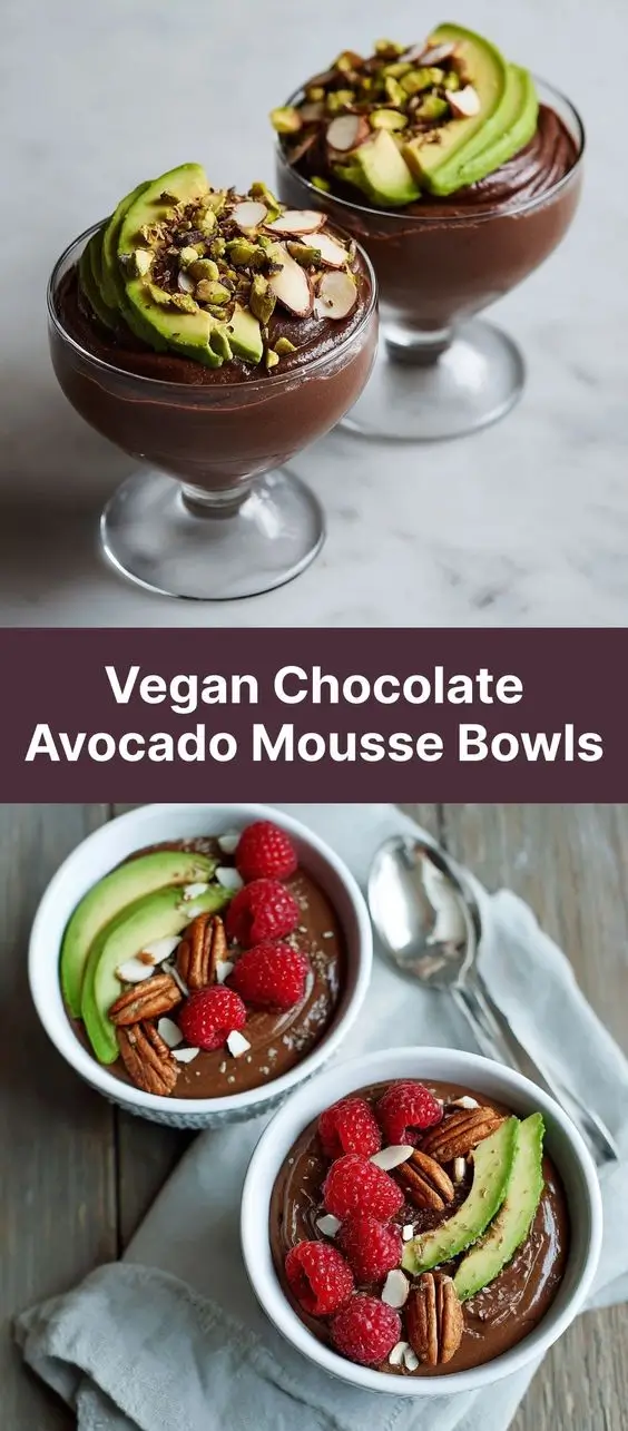 Vegan Chocolate Avocado Mousse Bowls