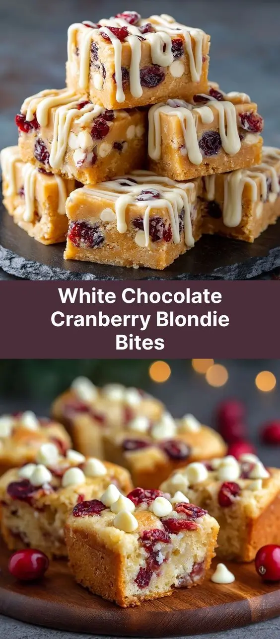 White Chocolate Cranberry Blondie Bites