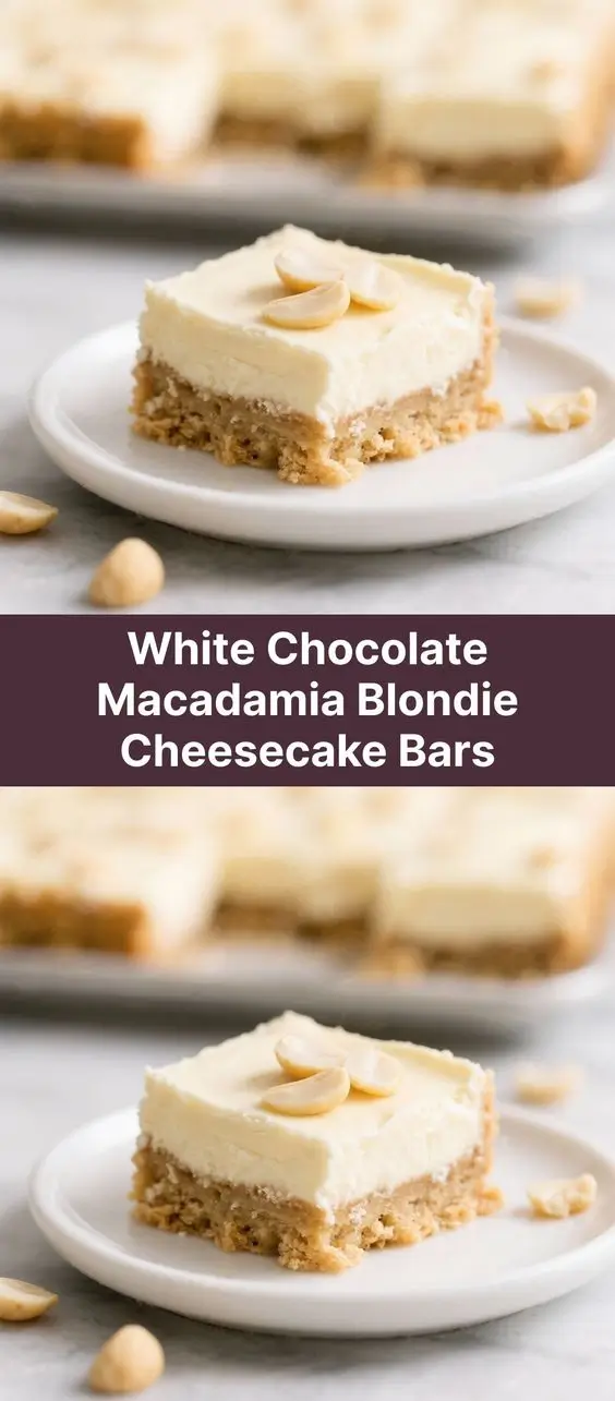 White Chocolate Macadamia Blondie Cheesecake Bars