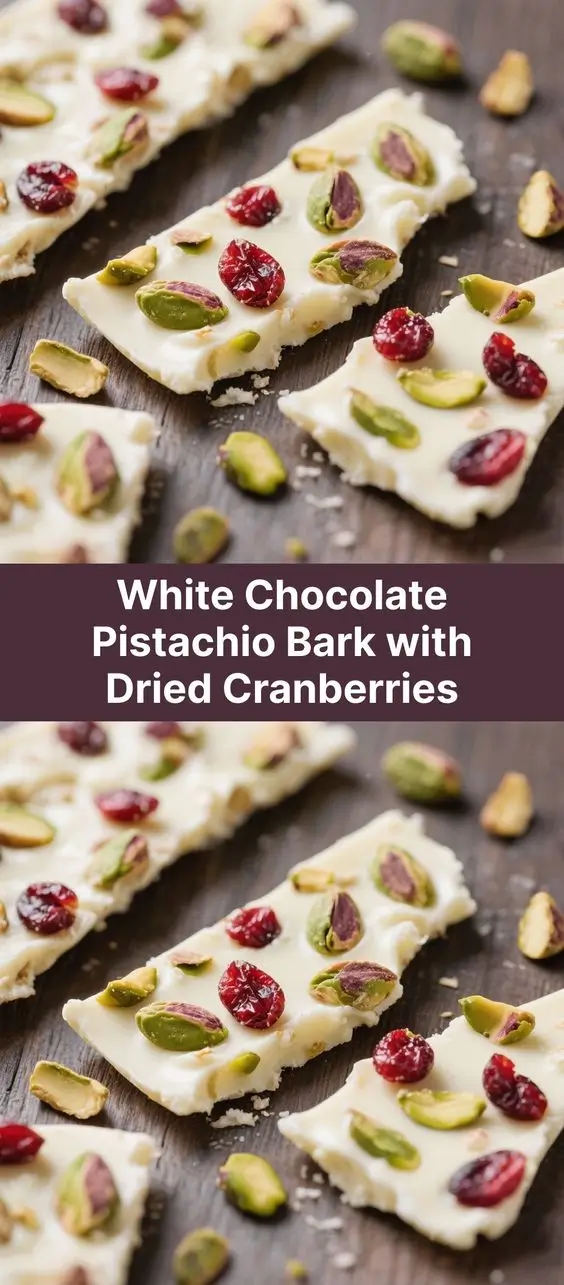 White Chocolate Pistachio Bark with Dried Cranberries