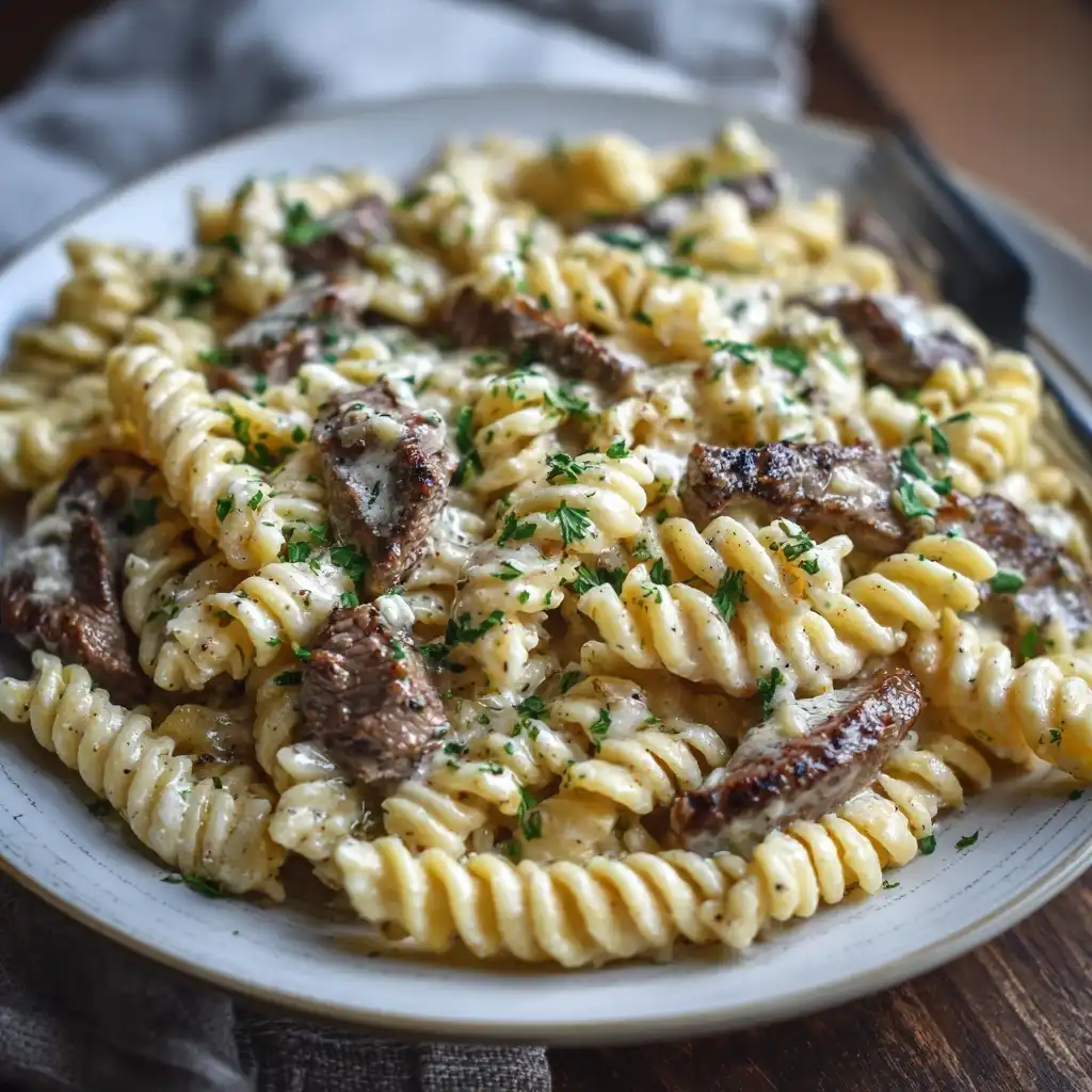 Creamy Garlic Butter Steak Pasta