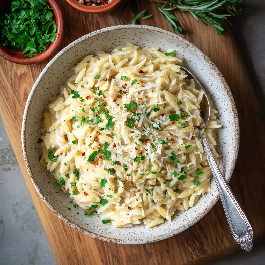 Creamy Garlic Parmesan Orzo