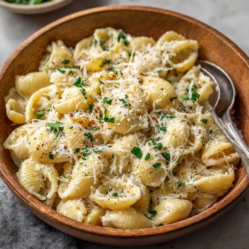 Creamy Garlic Parmesan Shells