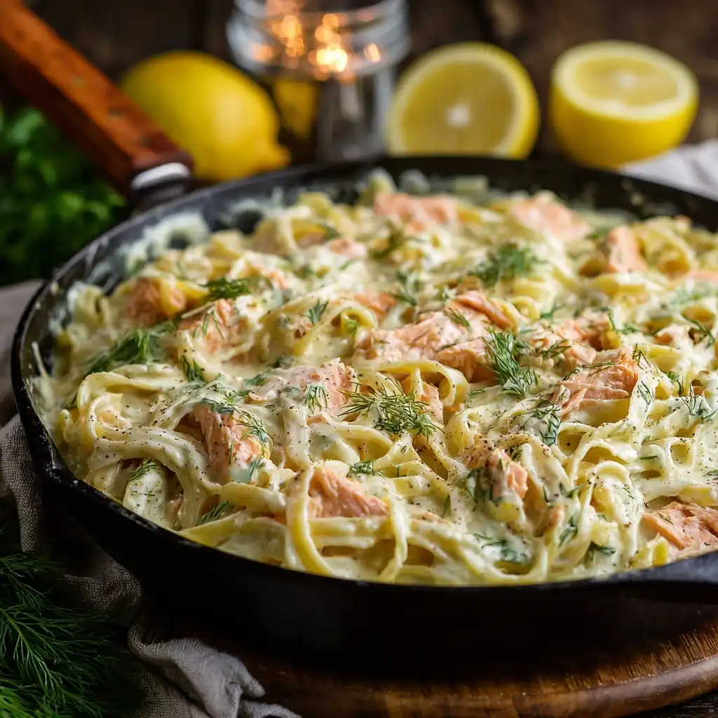 Creamy Lemon Dill Salmon Pasta