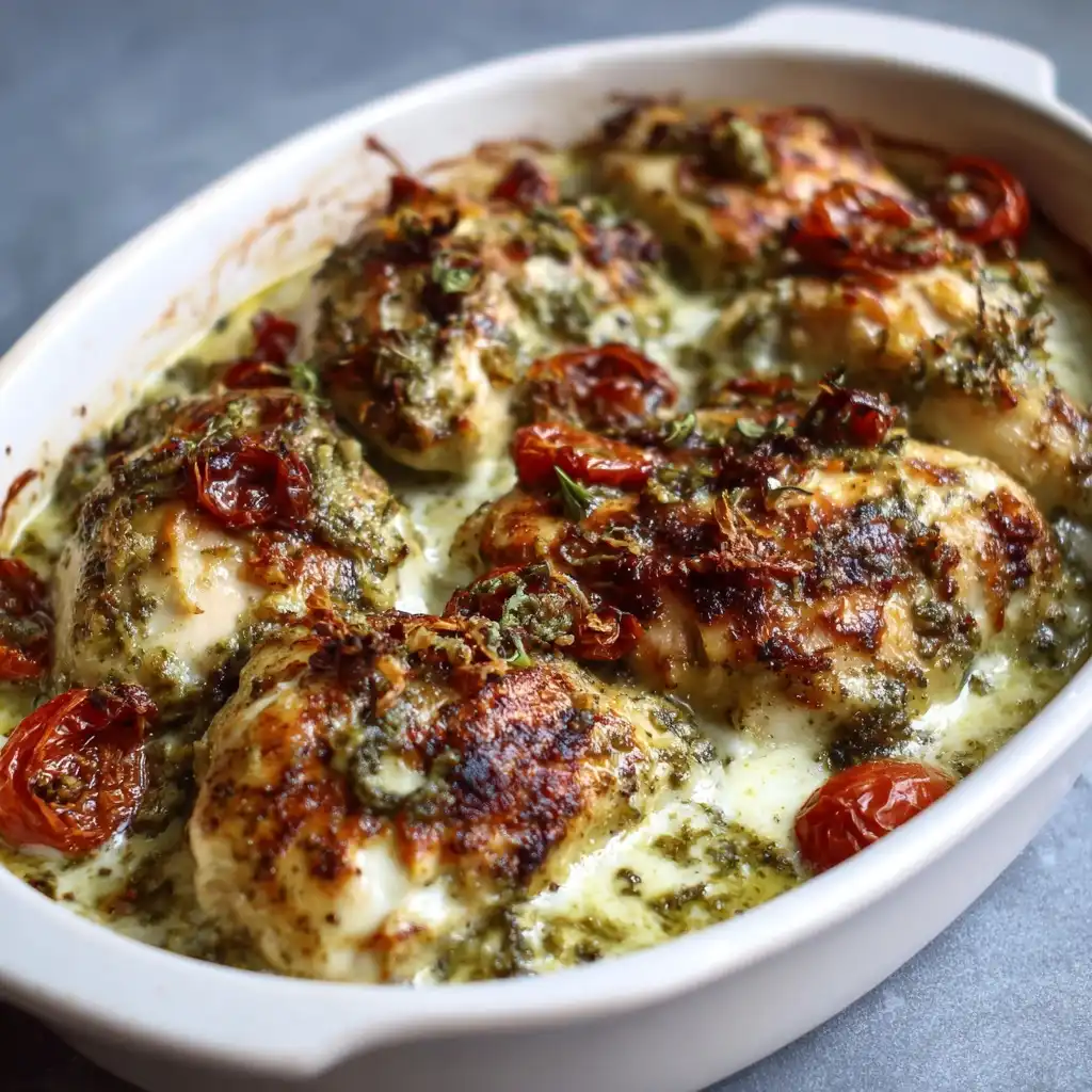 Creamy Pesto Chicken Bake