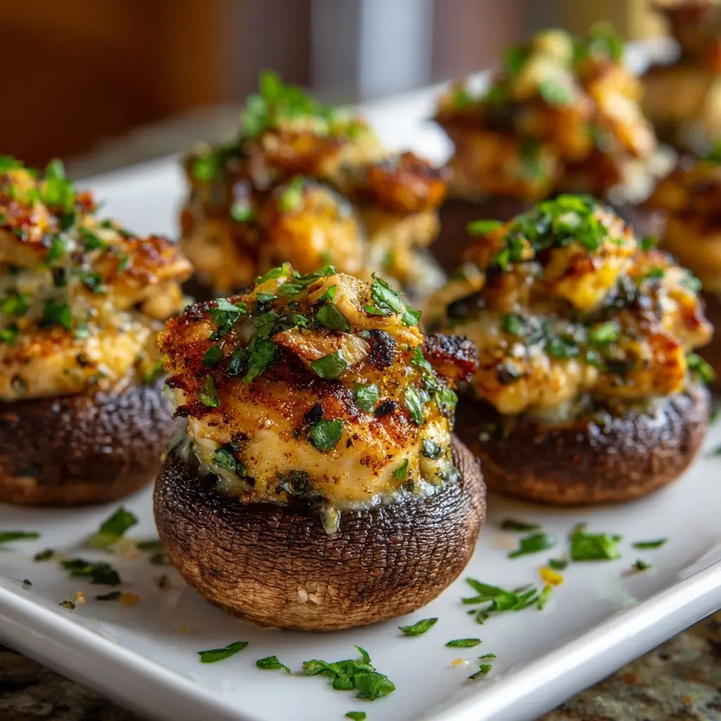 Garlic Butter Chicken Stuffed Mushrooms