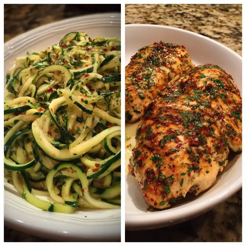 Garlic Butter Chicken and Zucchini Noodles