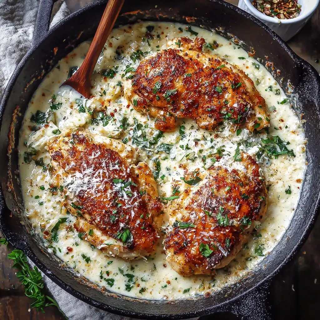 Garlic Butter Chicken with Garlic Parmesan Sauce