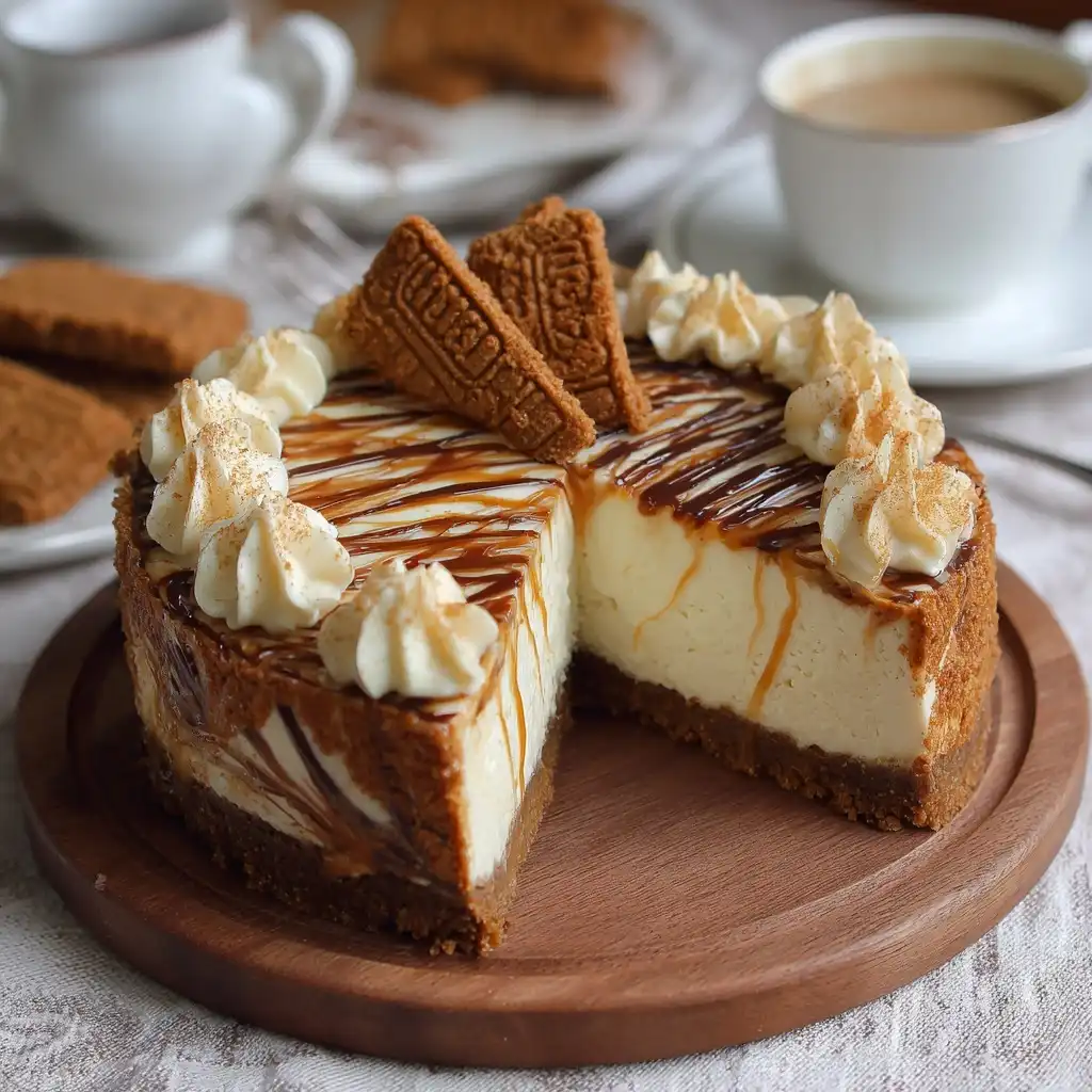 Lotus Biscoff Swirl Cheesecake