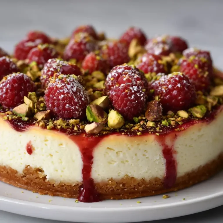 Raspberry Pistachio Cheesecake