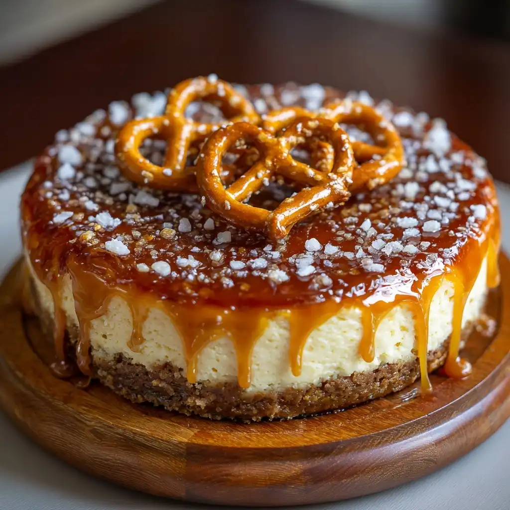Salted Caramel Pretzel Cheesecake