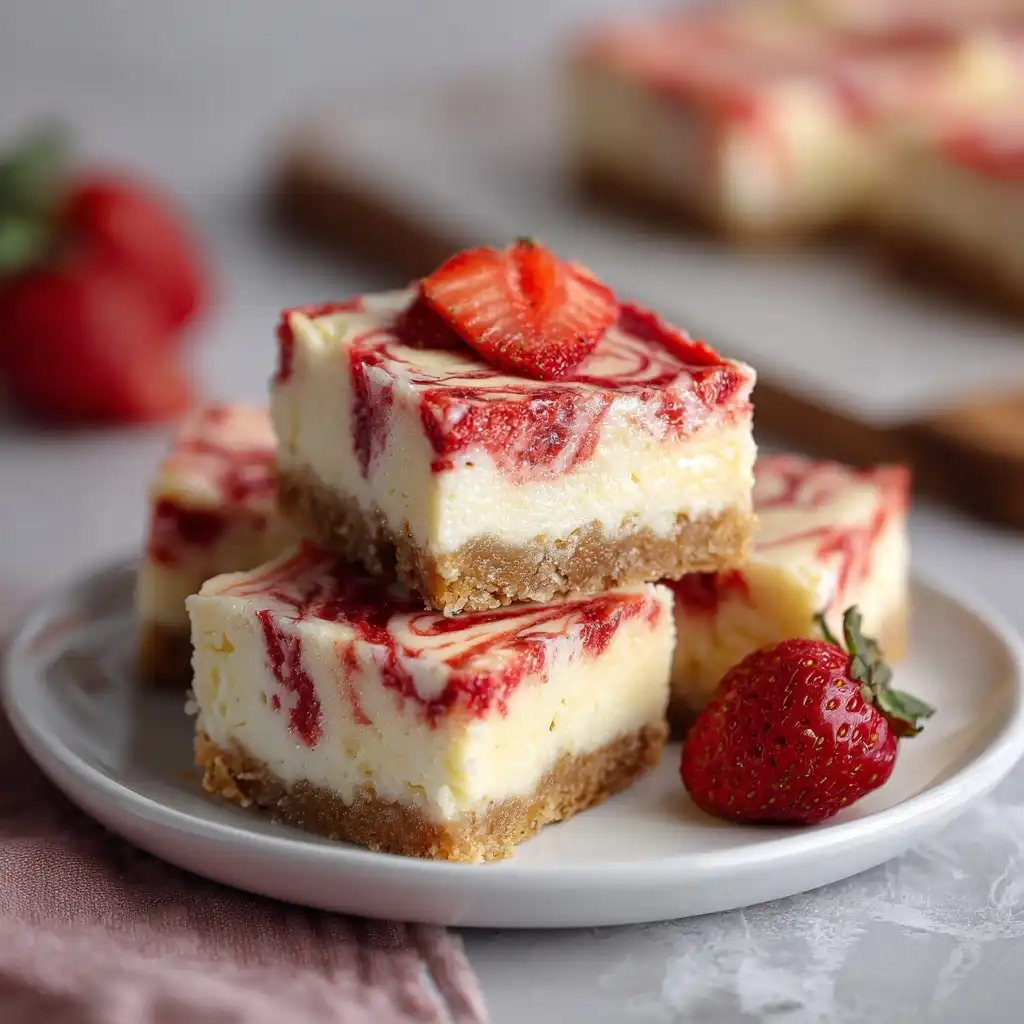 Strawberry Swirl Cheesecake Bars