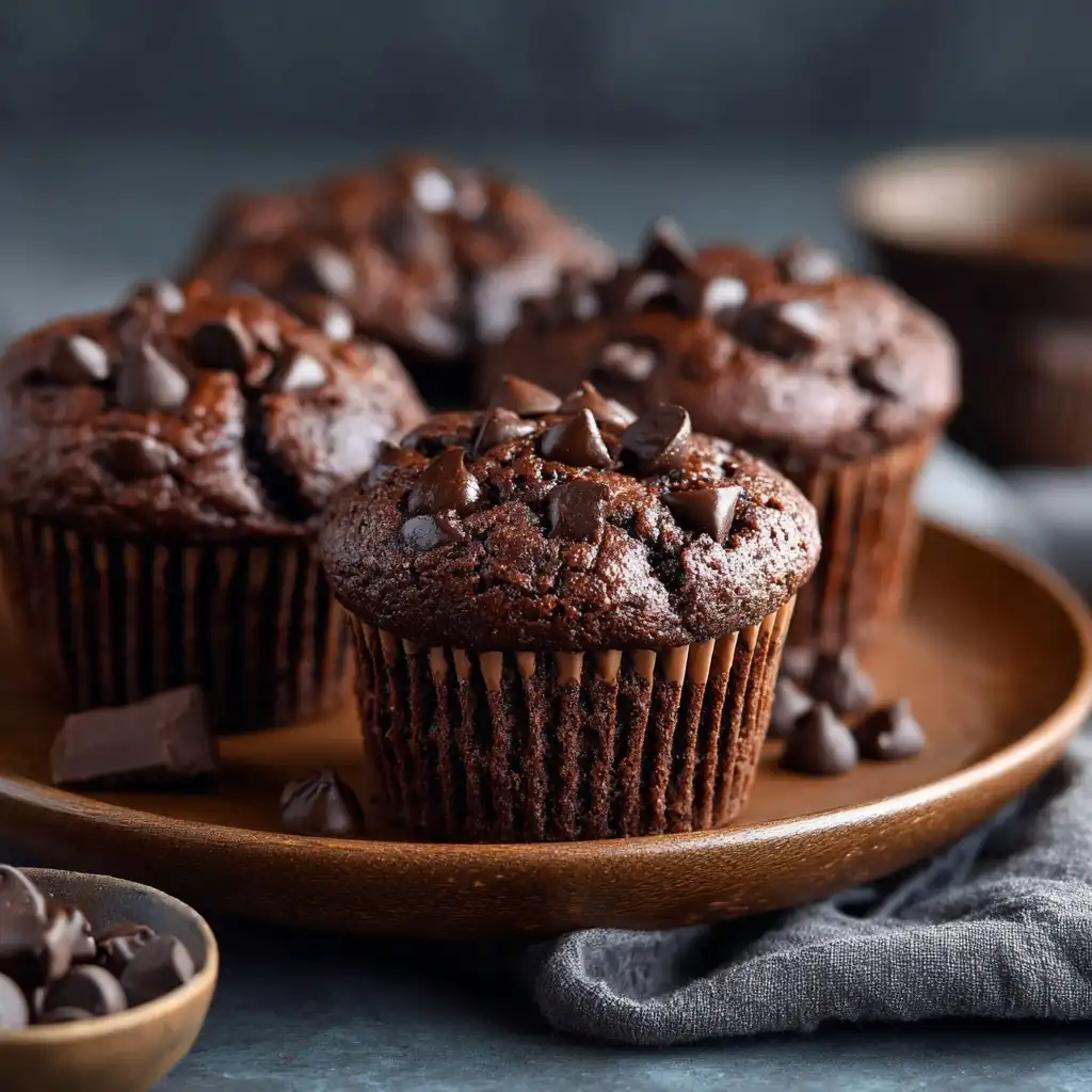 Triple Chocolate Fudge Muffins