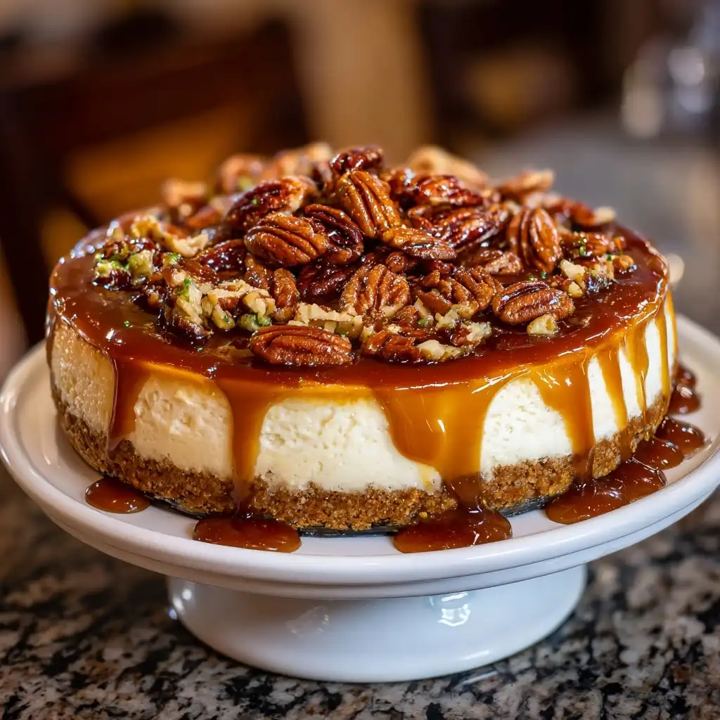 Turtle Caramel Pecan Cheesecake