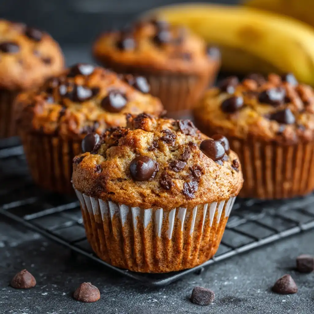 Banana Chocolate Chip Protein Muffins