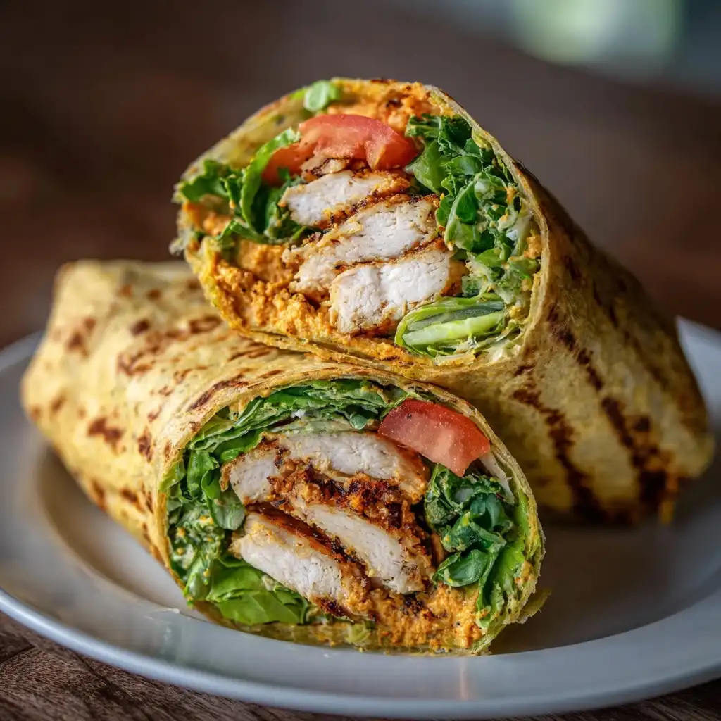 Chicken Hummus Veggie Wrap