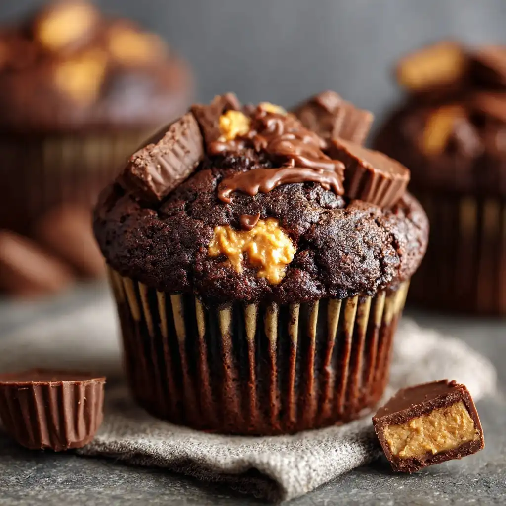 Chocolate Peanut Butter Cup Muffins