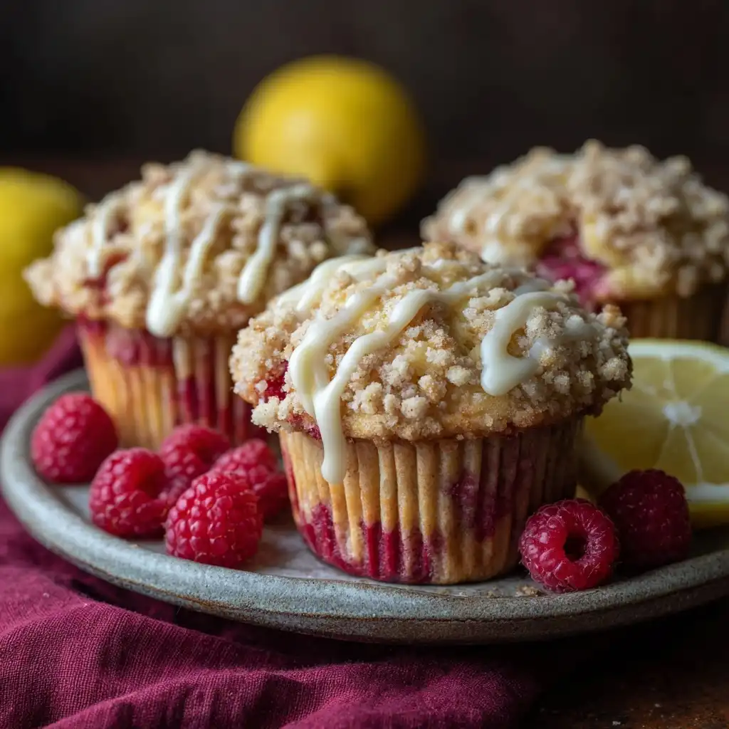 Lemon Raspberry Streusel Muffins