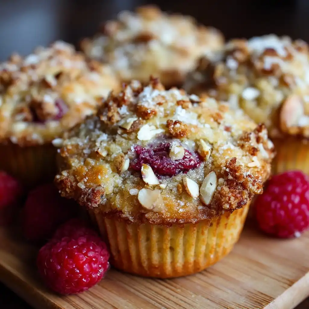 Raspberry Almond Crumble Muffins