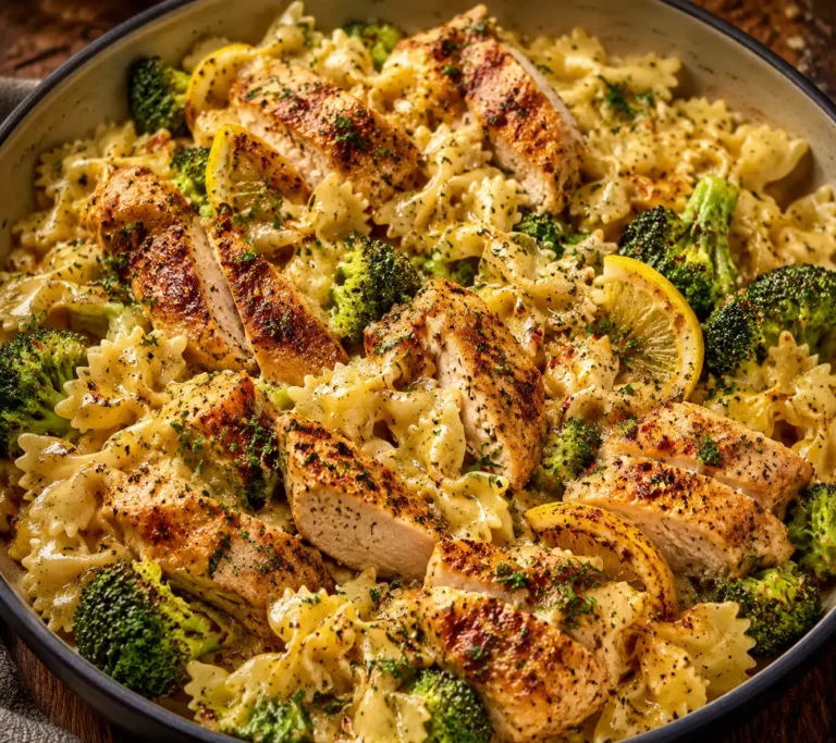 Cowboy Butter Lemon Bowtie Chicken Pasta with Broccoli
