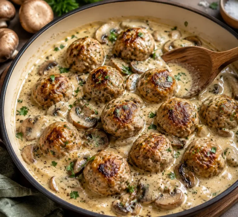 Creamy Mushroom Chicken Meatballs Recipe